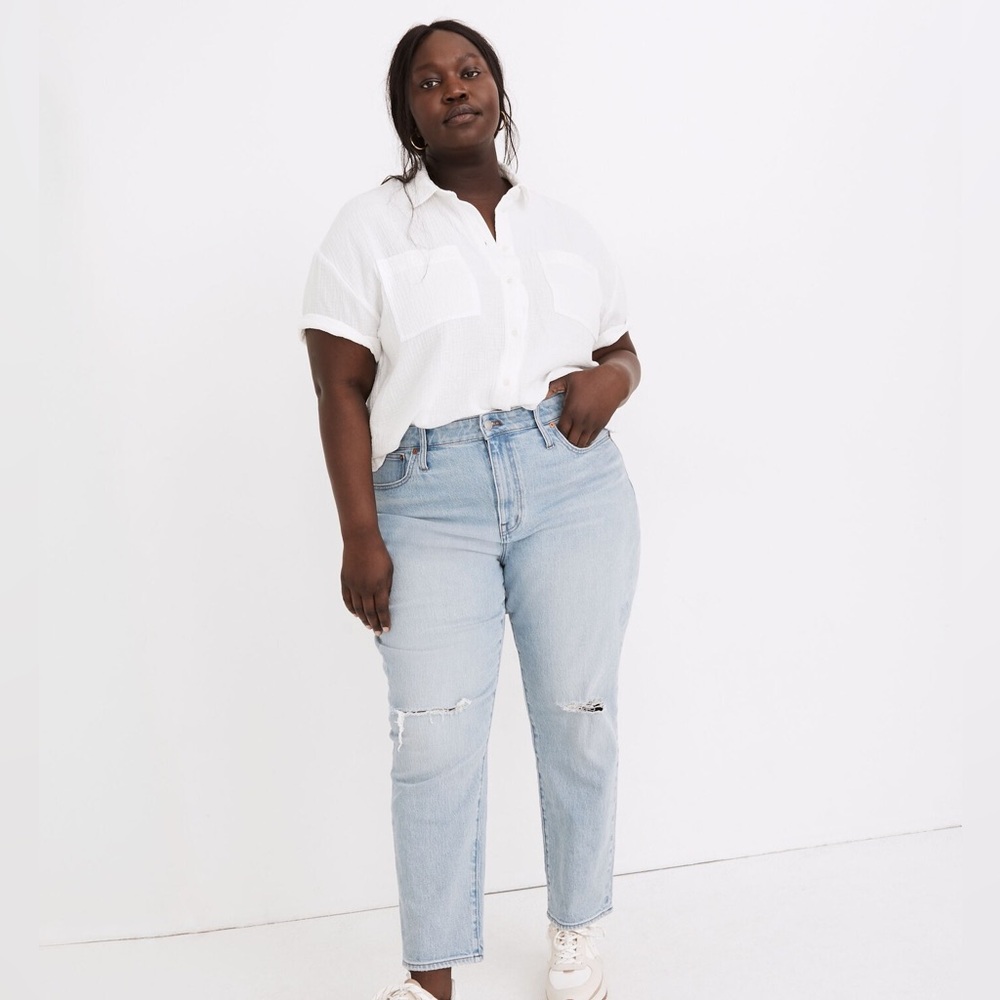 MADEWELL Plus High-Rise Slim Crop Boyjean: Ripped Edition